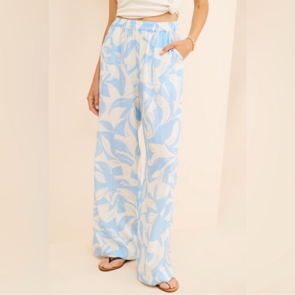 Anthropologie Little Lies Linen Blend Isla Floral Pants Size Small EUC